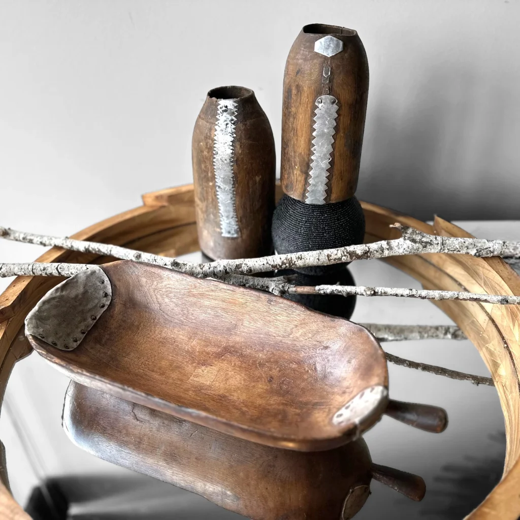 Treasure bowl and milk jars styled